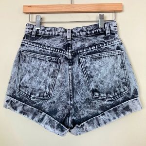 American Apparel High Rise Black Acid Wash Cuffed Shorts Womens Size 27 Casual
